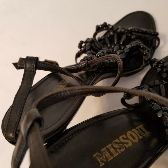 Missoni Beadwork Stiletto Heel Sandals in Black Size 37 EUC - Picture 5 of 6